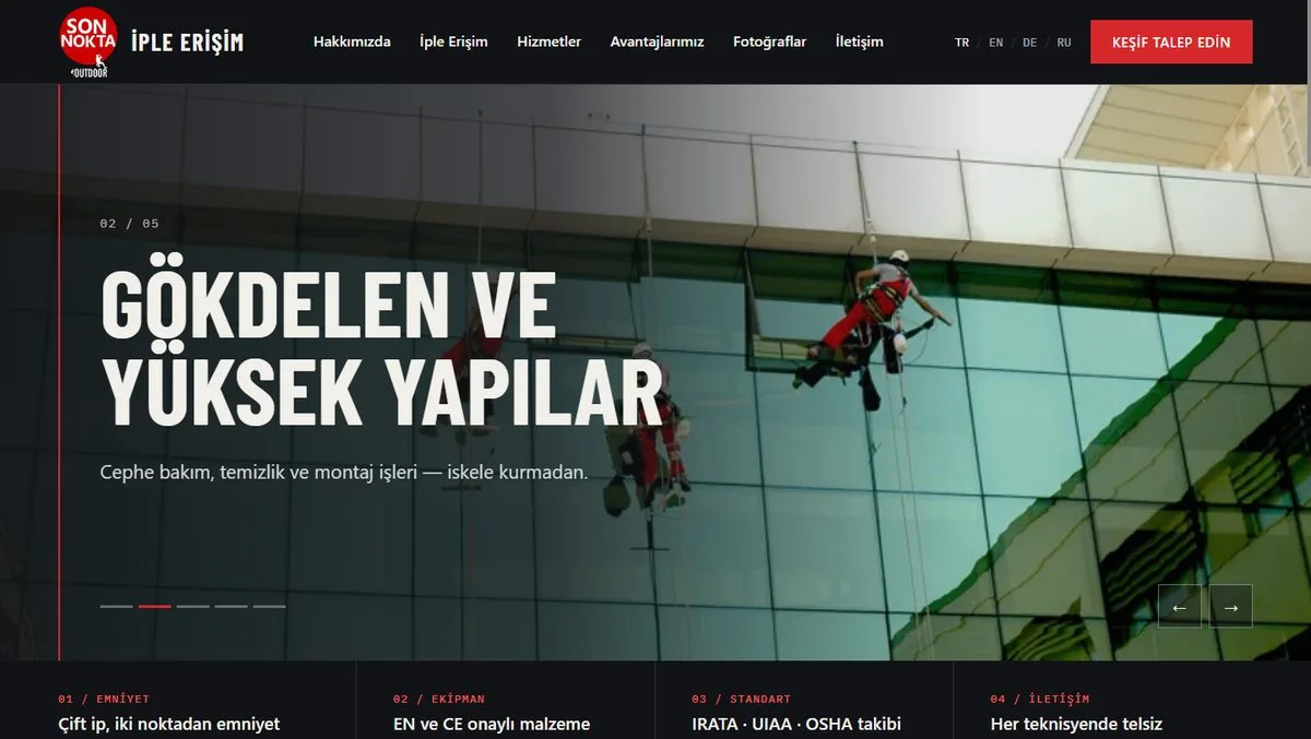 Home page of the Son Nokta İple Erişim website